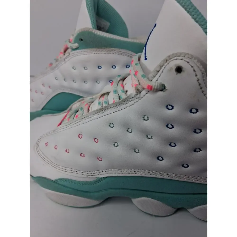 Air Jordan 13 GS Aurora Green Pink White Youth Basketball Shoes 439358-100 5Y
